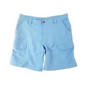 Reel Legends cargo hiking shorts men's 38‎ x 9 blue nylon outdoor fishing beach